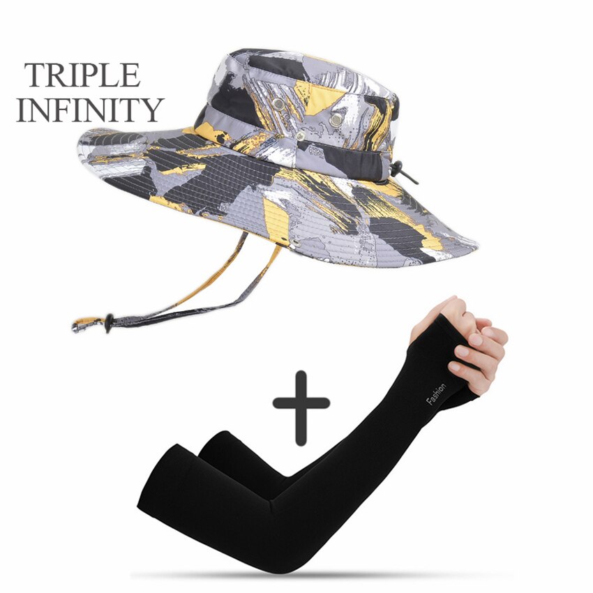 New Fashion Sun Hat Male Sunshade Summer Outdoor Fishing Sun-proof Breathable Foldable Big Wide Brim Men's Panama Hat Bucket Hat