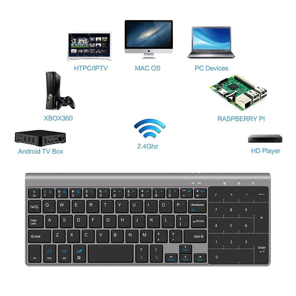 AVATTO Thin 2.4GHz USB Wireless Mini Keyboard with Number Touchpad Numeric Keypad for Android windows Tablet, Desktop, Laptop,PC - Surprise store