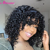 Headband Wig Human Hair Short Curly Wig Brazilian Remy Full Machine Made Headband Wig For Black Women Deep Wave Human Hair Wig