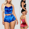 Ladies Pajama Set Cute Print Pattern Sleepwear Silk V Neck Sexy Pijama Satin Night Home Suits Wear Sleeveless Top And Shorts