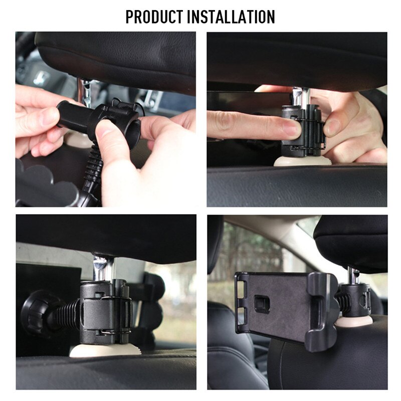 Car Phone Holder 360 Rotation Computer Stand Support Smartphone Voiture Push-on Car Seat Back Bracket Car Accessories Interior