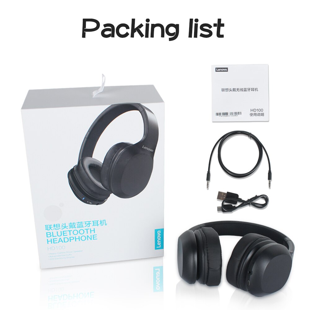 Lenovo Wireless Headphones Bluetooth 5.0 Multi-mode Stereo Headset with Mic 300mAh Battery 3.5MM J