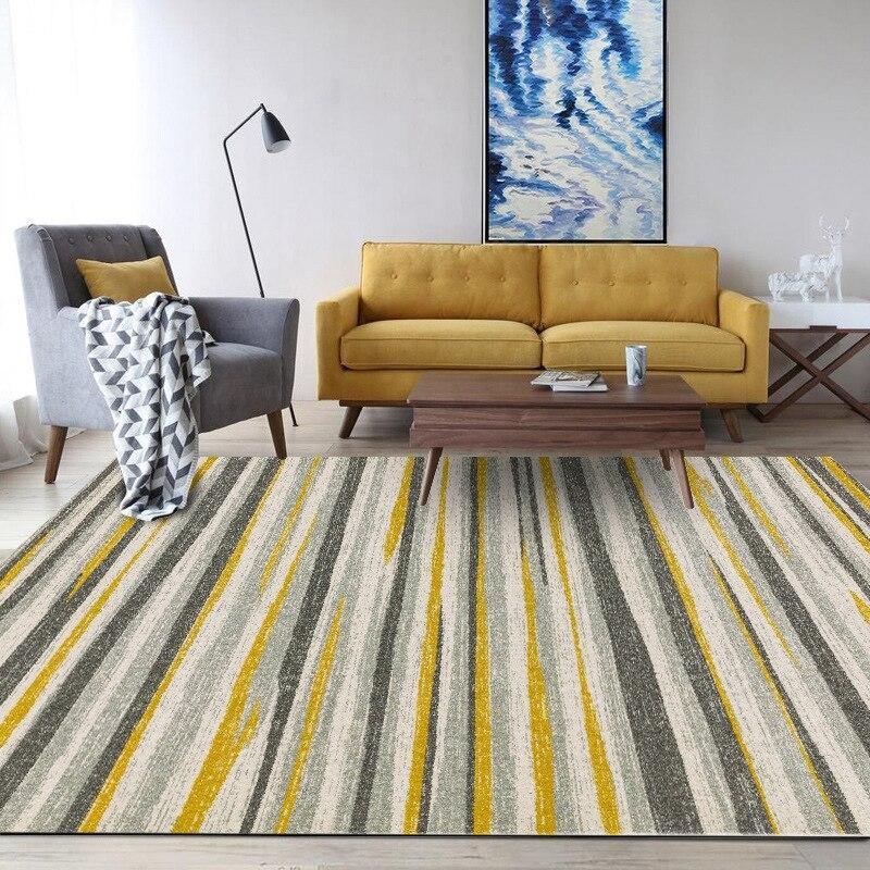 Nordic Style Carpets Gray Yellow Geometric Striped Area Rugs Living Room Sofa Non-Slip Floor Mats Kids Bedroom Play Tent Tapete - Surprise store