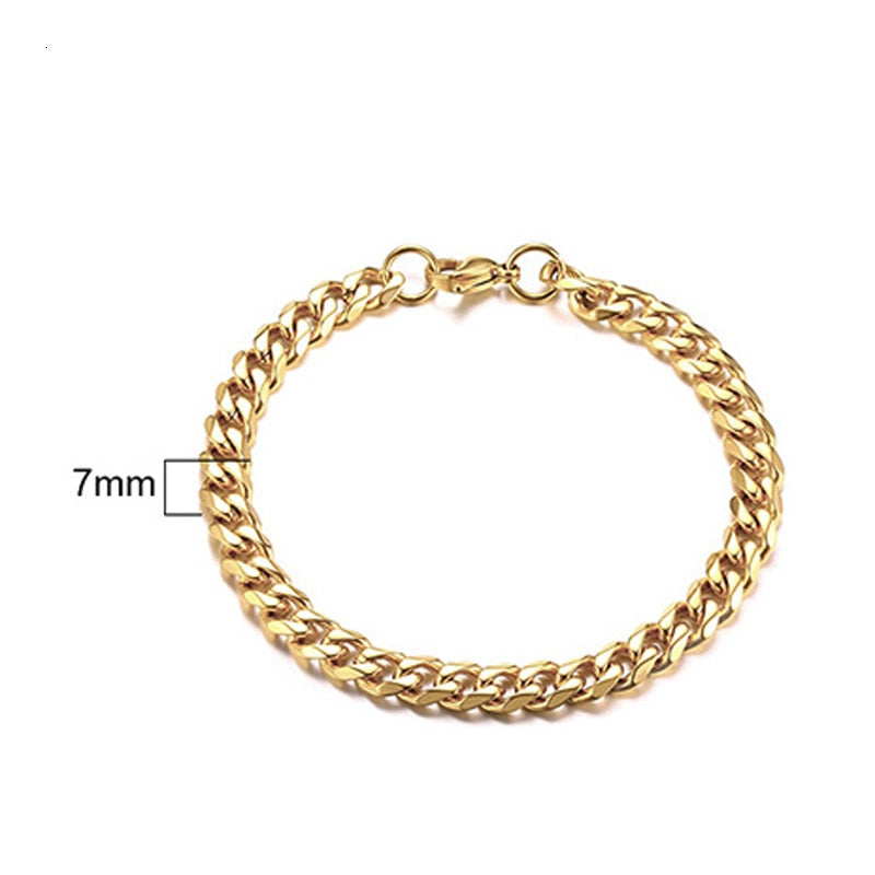 MENS BRACELET MIAMI CUBAN LINK CHAIN BRACELET IN STAINLESS STEEL BRAZALETS FOR MEN HUSBAND BOYFRIEND GIFT 3 TO 11MM