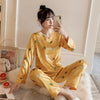 Silk Pajamas Women Cartoons Pajamas for Women Summer Nightwear Plus Size Pajama Two Piece Set Satin Silk Pyjamas Loungewear
