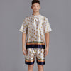 Silk Men Pajama Sets Satin Pajama Man Sleepwear Pajamas Nightgown Summer Short Sleeve Print Men Pyjamas