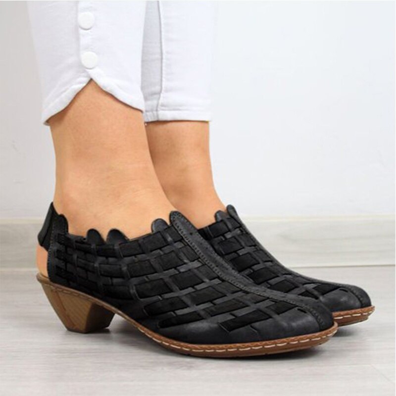 Women Sandals Fashion Cross-Knit Short Sandals Wedge Breathable Women Shoes Summer Casual PU Platform Shoes Gladiator Sandals