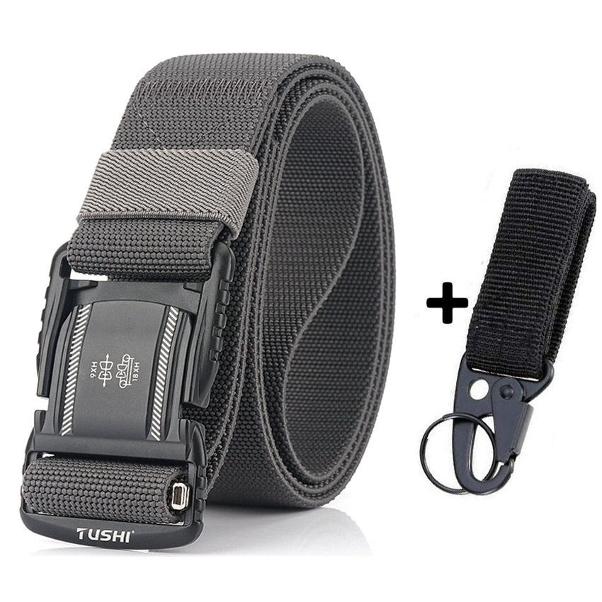 Elastic Men Belt Alloy Magnetic Buckle Outdoor Working Tactical Belt For Jeans Pants Casual Stretch Overalls Male Waist Belt New
