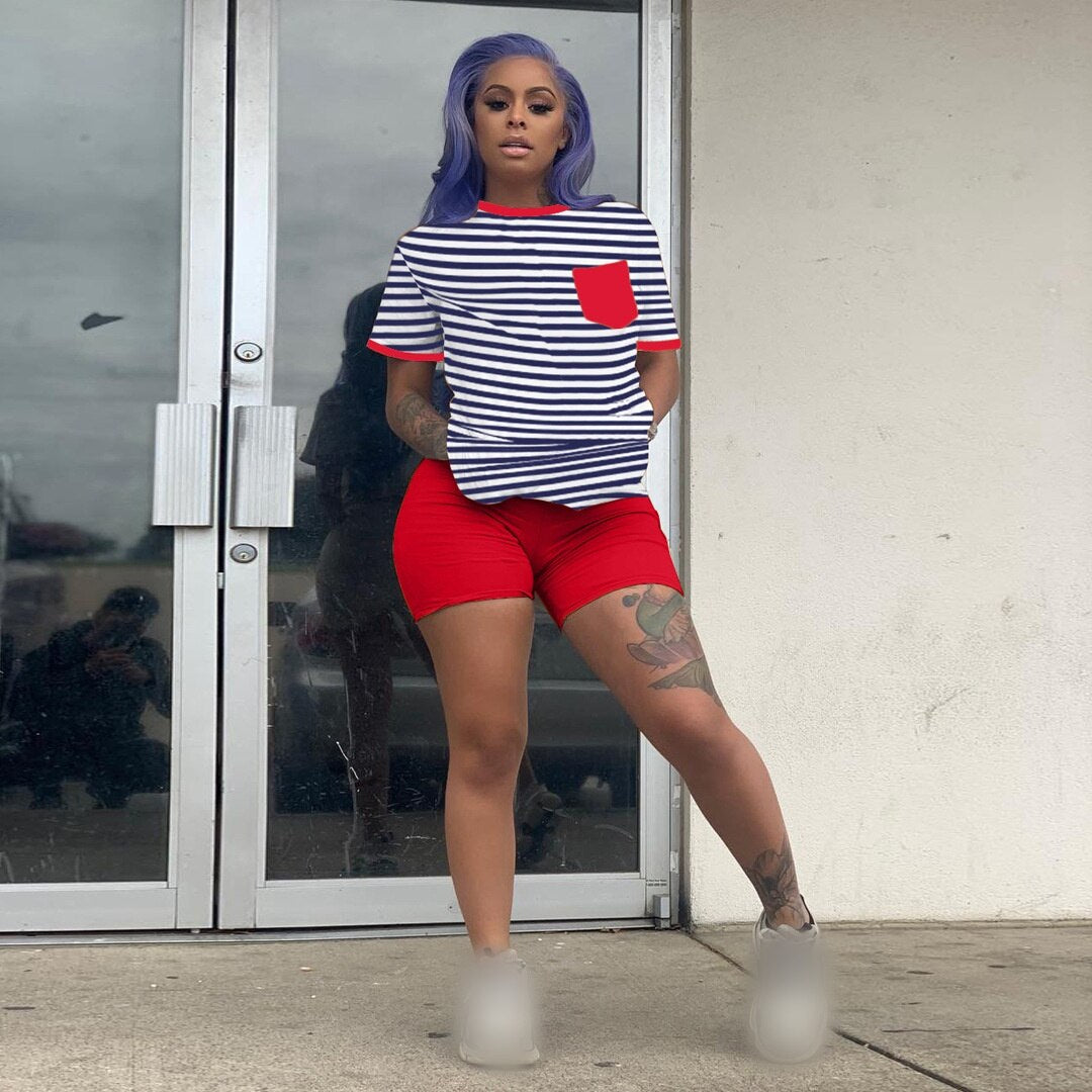 Women Summer Casual Set Fashion Streetwear Suit T Shirt+Shorts Female 2 Piece Outfits Tracksuit Women Two Piece Set Sweatsuit