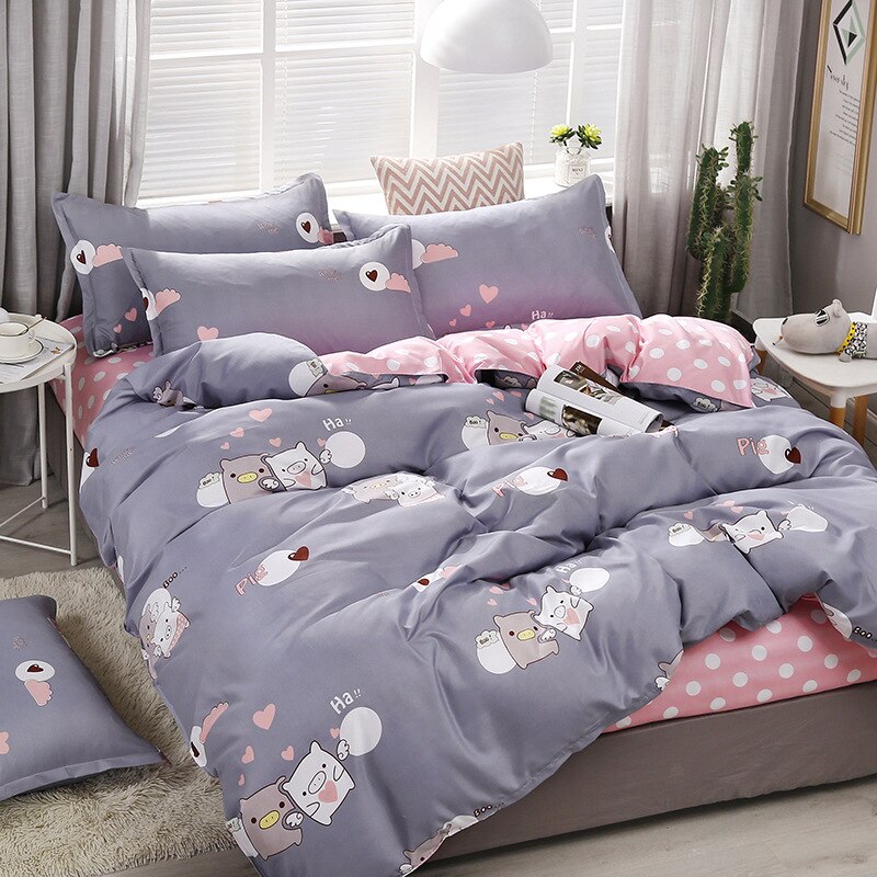 Classic Black White Grid Bedding Set Fashion Polka Dot Double Bed Linens Cover Set Quilt Pillowcase Shinging Star Pattern