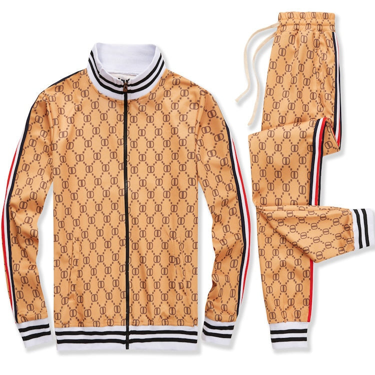 2021 spring and autumn new men's leisure suit, European and American style, the same fashion, handsome and sports zipper suit