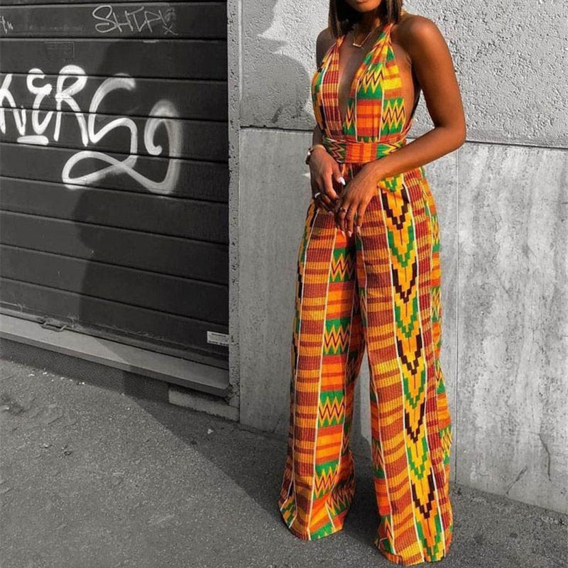 Women Sexy Boho African Jumpsuits Ankara Style DIY Bandage Rompers Afr Surprise store Women Sexy Boho African Jumpsuits Ankara Style DIY Bandage Rompers Afr Surprise store
