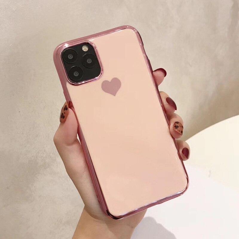 iPWSOO Plating Love Heart Soft Phone Case For iPhone 11 Pro Max X XR XS Max for iphone 6 6s 7 8 Plus TPU Silicone Cover Fundas - Surprise store