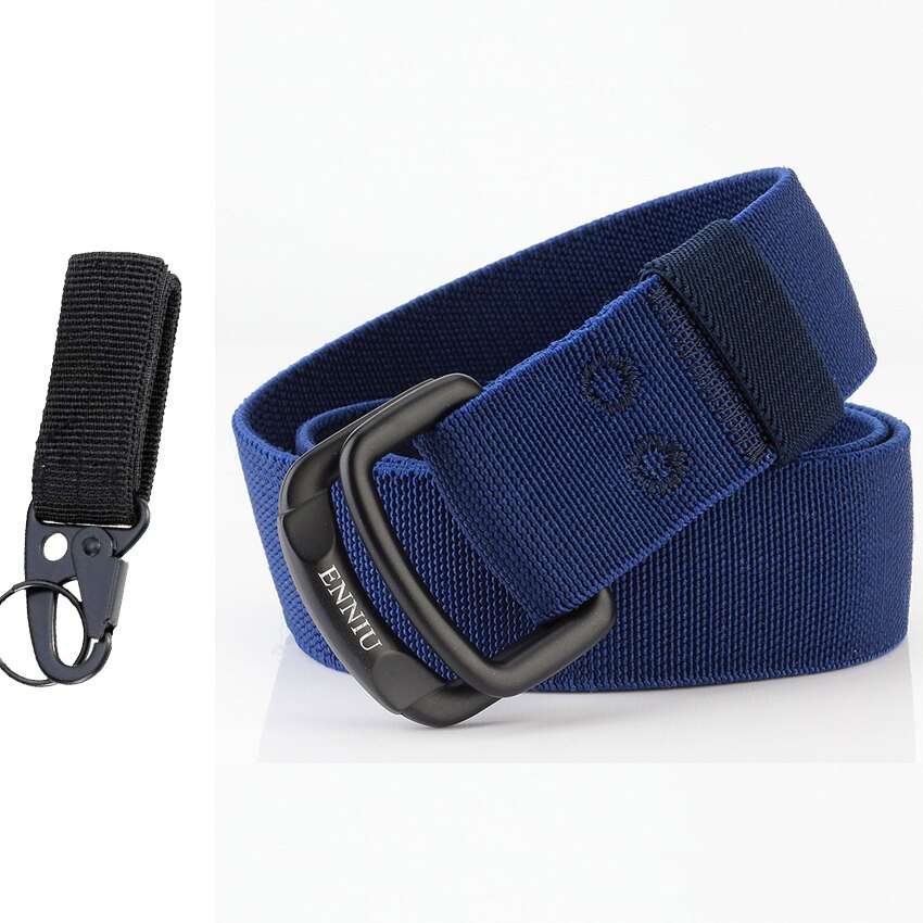 Military Equipment Belt Men Elastic Nylon Tactical Belts For Jeans Pants Solid Strap Canvas Double Ring Metal Buckle Waist Belt