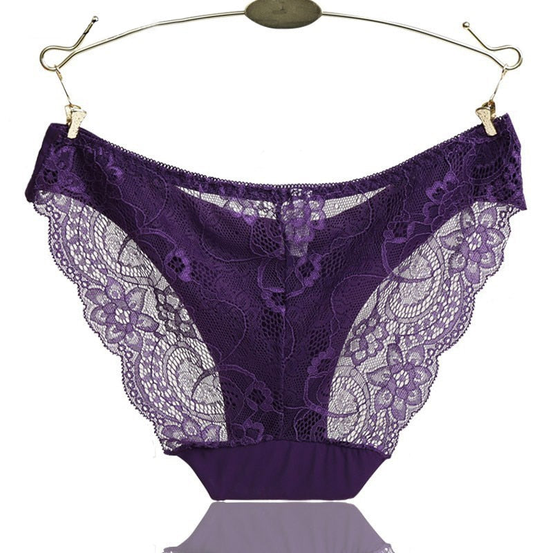 Women's Sexy Lace Panties Seamless Cotton Crotch Breathable Ladies Low-Rise Lingerie Underwear Comfortable Underpants Brief