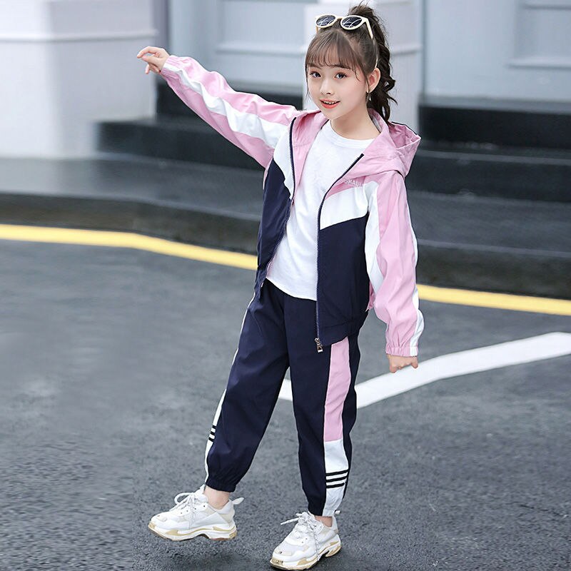 Girl Children's Active Clothing Set 2021 New Spring Fall Tracksuit Fashion Sports Leisure Two-piece Suit Toddler Kids Clothes