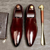 Men Dress Shoes Men Slip On Formal Wedding Shoes Pointed Toe Fashion Genuine Leather Flats Oxford Business Shoes For Men A163 - Surprise store