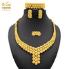 Jewelery Set Rings Jewelry Gold Plated Fashion Jewelries Women Bridal Wedding Dubai African Chokers Necklace Earrings Nigeria