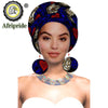 African Turbans African Headwraps for Woman African Headscarf Nigerian Headtie with Matching Earring Dashiki Ankara Wax S20H004