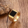 American Popular Men's Classic Ring Rock Style Jewelry Black Zircon Gold Color Ring