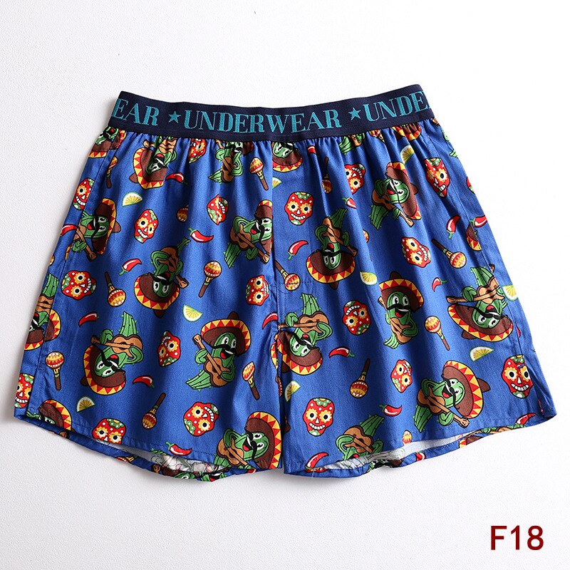 1pcs Homewear Boxer Briefs Men Plus Size Cotton Underwear Male Cartoon Print Loose Sleepwear Shorts Panties Underpant Cuecas