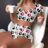 2021 Pajama Sets Sexy Lips Print Women Pajamas With Pants+Short Sleeve Sleepwear Pijama Nightie Home Clothes Pyjama Pour Femme