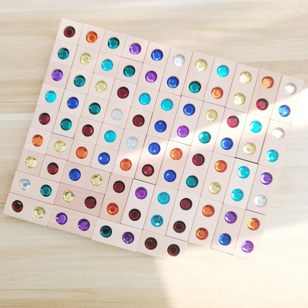 Wooden Toy Gems Blocks Rainbow Stacking Jenga Blocks Toys Natural Wood Blocks Kids Blocks Educational Houten Speelgoed