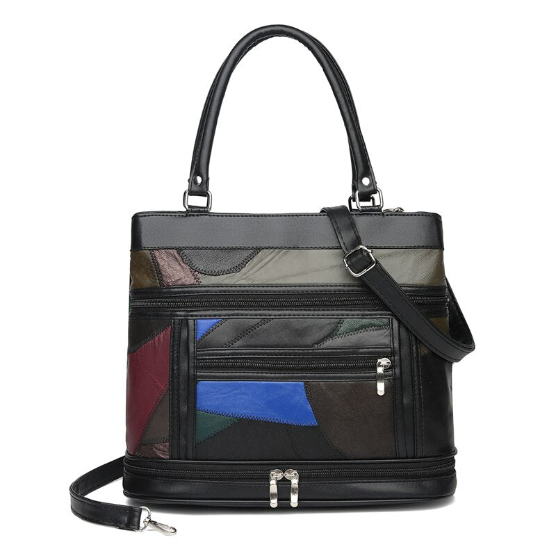 Luxury Sheepskin Bags for Women 2021 Fashion Patchwork Handbags Ladies Genuine Leather Shoulder Crossbody Bag High Quality Sac