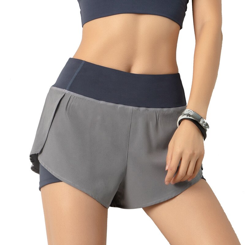 Women's Summer Sport Short 2 in 1 Pocket Running short Quick-Drying Fitness Training Shorts Women High Waist Loose Yoga Clothes