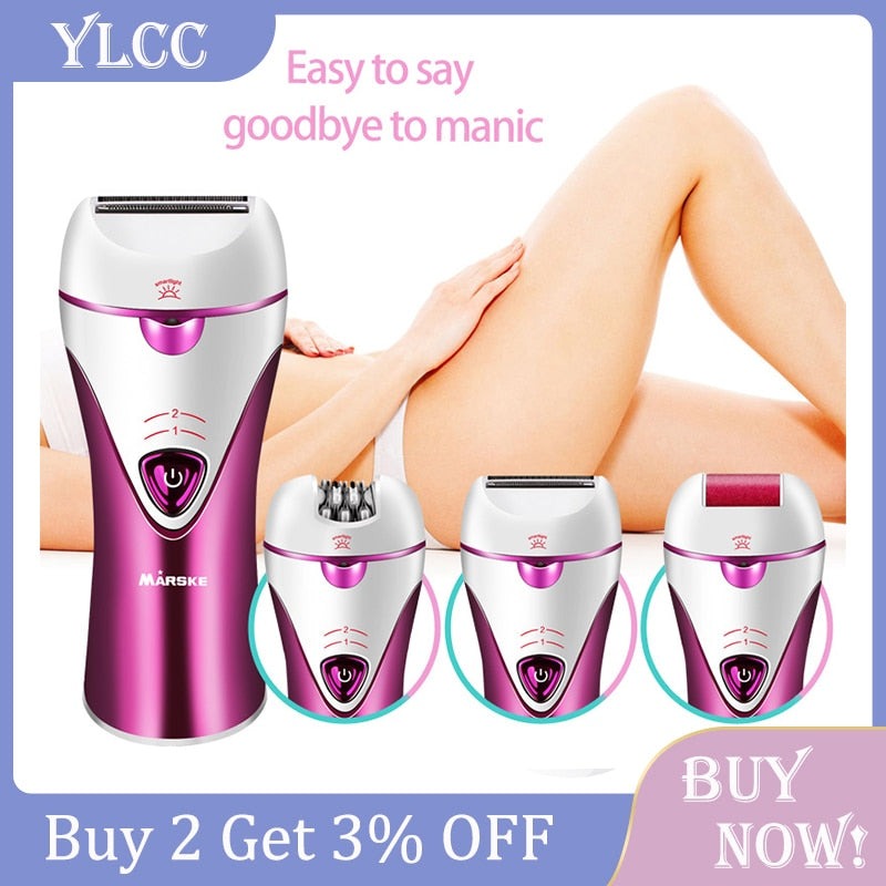 3in1 Women Epilator Lady Shaver Electric Painless Hair Pulling Depilatory Device Leg Armpit Razor Bikini Trimmer Hair Remover
