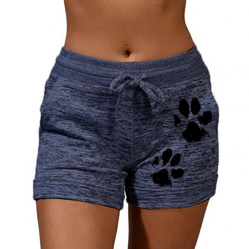 2020 woman shorts Women High Waist Cats Claw Print Drawstring Quick Dry Elastic Sports Shorts Women's Clothing женские шорты