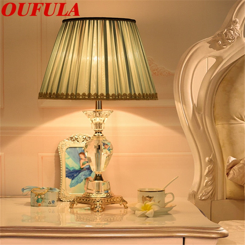 Crystal Table Lamps Desk Lights Luxury  Dimmer Modern Contemporary Fabric for Foyer Living Room Office Creative Bed Room Hotel