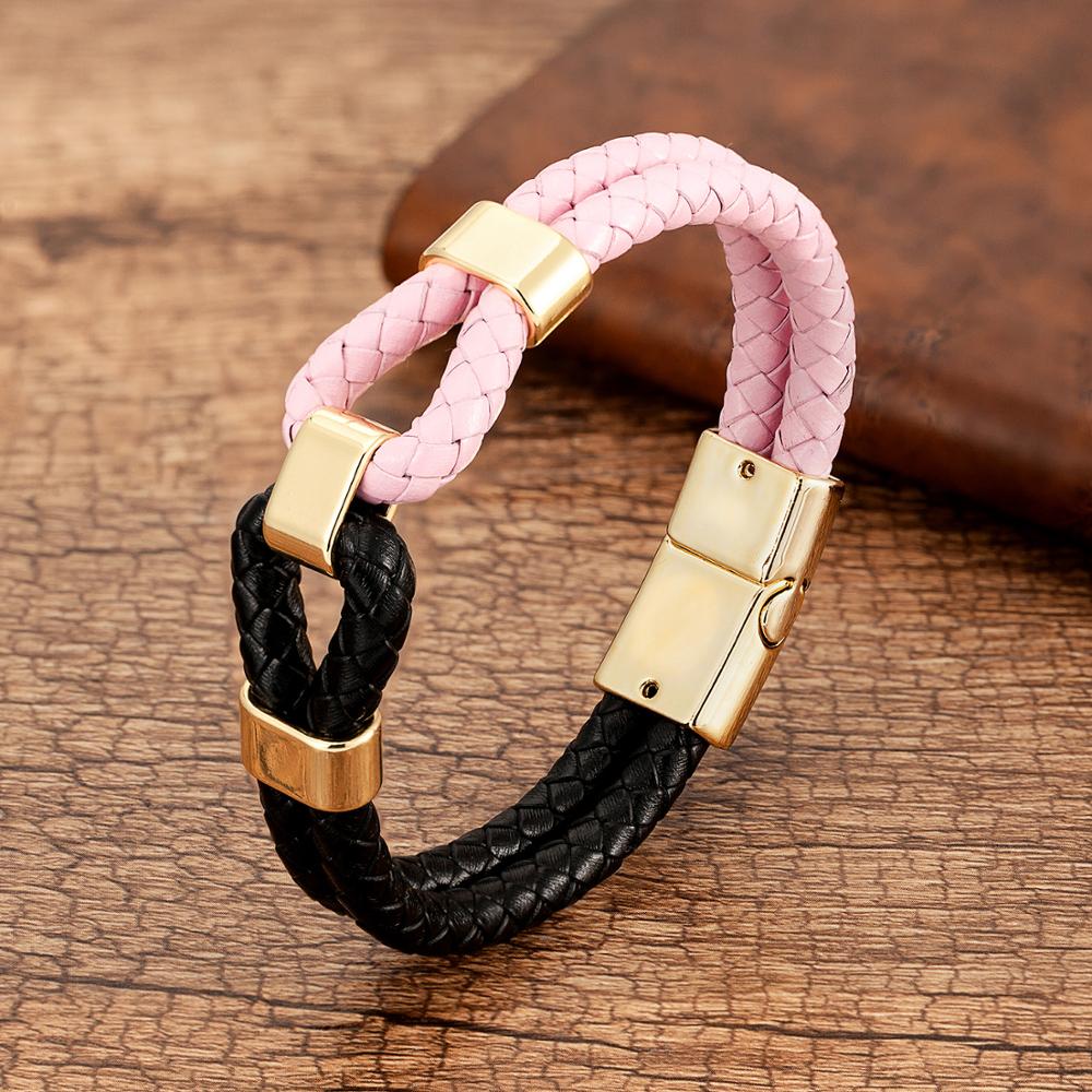 24 Style Classic Men Leather Bracelet Simple Metal Magnetic Button Hand-woven Rope Unisex Women Bangles 2020 Jewelry Accessories