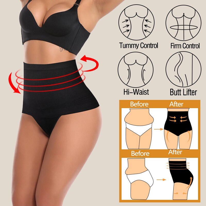 Women Thong Tummy Shaper Shaping Panty Seamless Underwear Waist Cincher Trainer Girdle Faja Shapewear G-string Briefs Plus Size