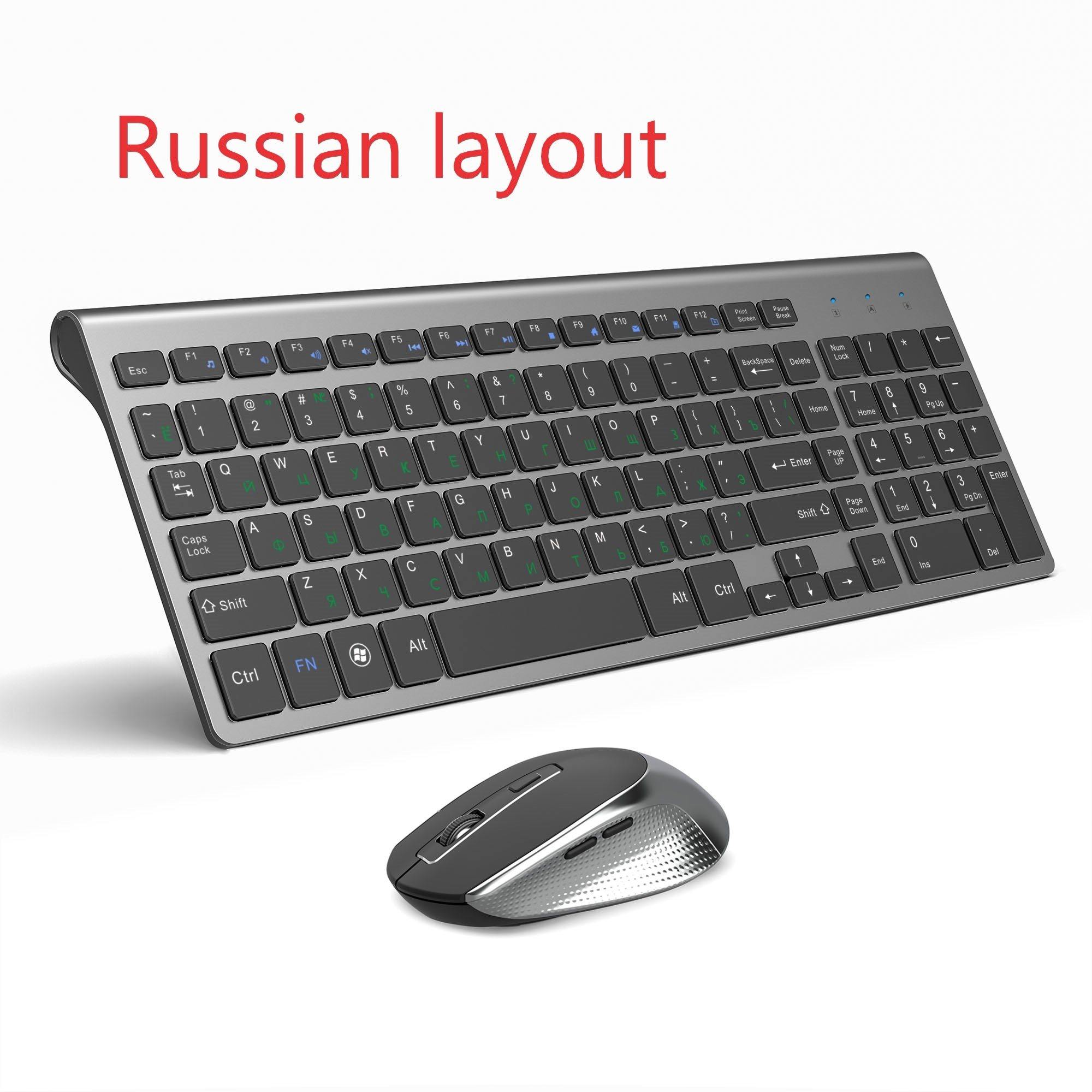 Russian keyboard wireless keyboard mouse set USB receiver with small digital compact keyboard for home office silent mouse - Surprise store