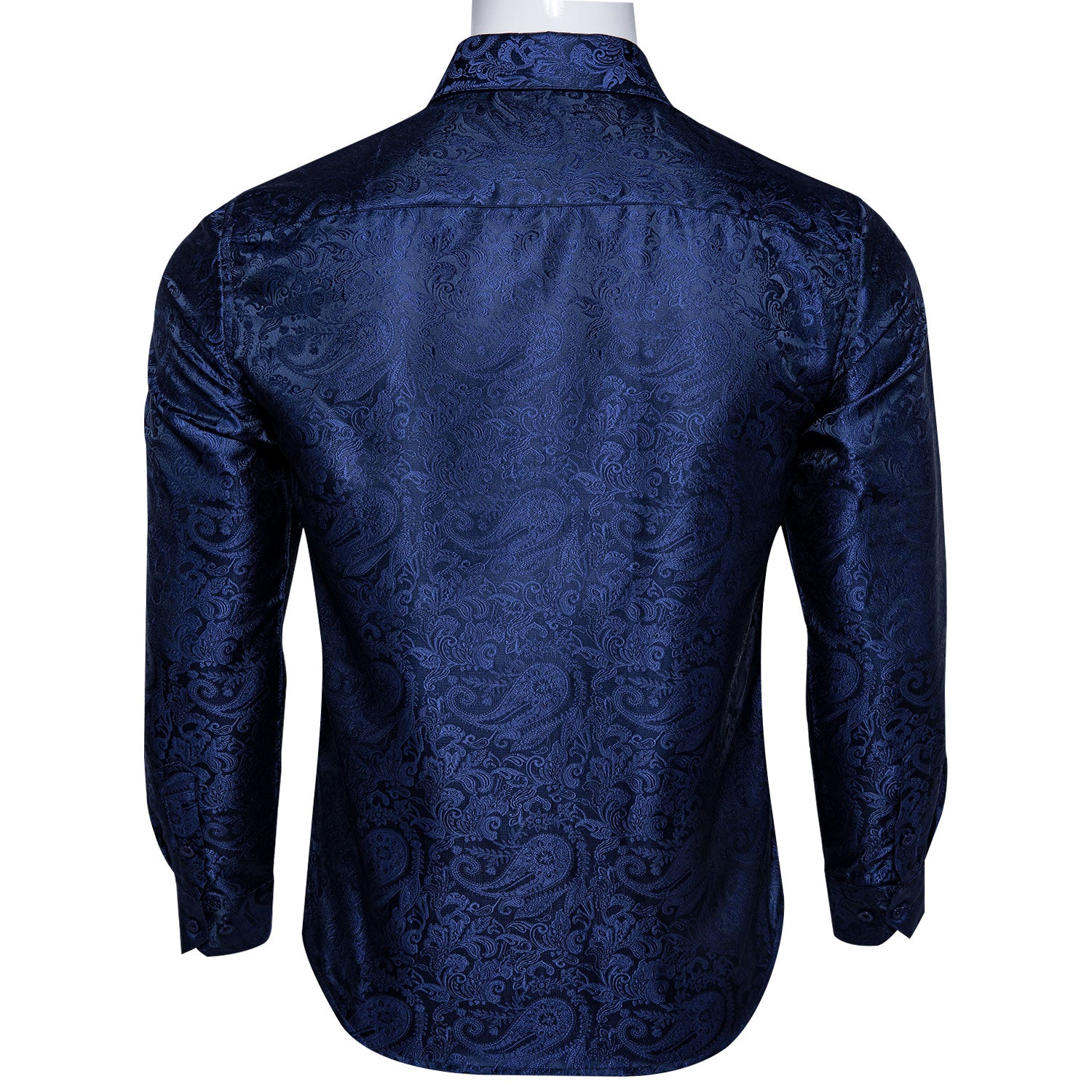 Fashion Royal Blue Paisley Men Shirts Business Casual Long Sleeve Slim Fit Dress Shirt Soft Comfort Men 100% Silk Shirt DiBanGu