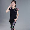 Children Clothing Sets Summer Girls Sports Suit Cotton Print Short Sleeve T Shirt & Pants 2Pcs Girls Clothes 6 8 9 10 12 Years