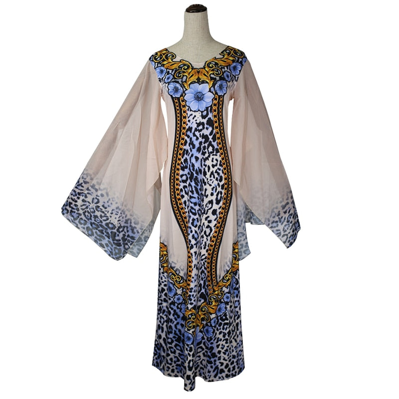 MD Boubou Africain Femme 2021 African Print Dashiki Clothes Plus Size Women Dress Batwing Sleeve Ankara Dresses Lady Party Dress