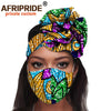African 2 Piece for Women Headband Headwear Floral Turban Head Scarf Ladies Head Wrap Hair Accessories Match Print Mask A20H015