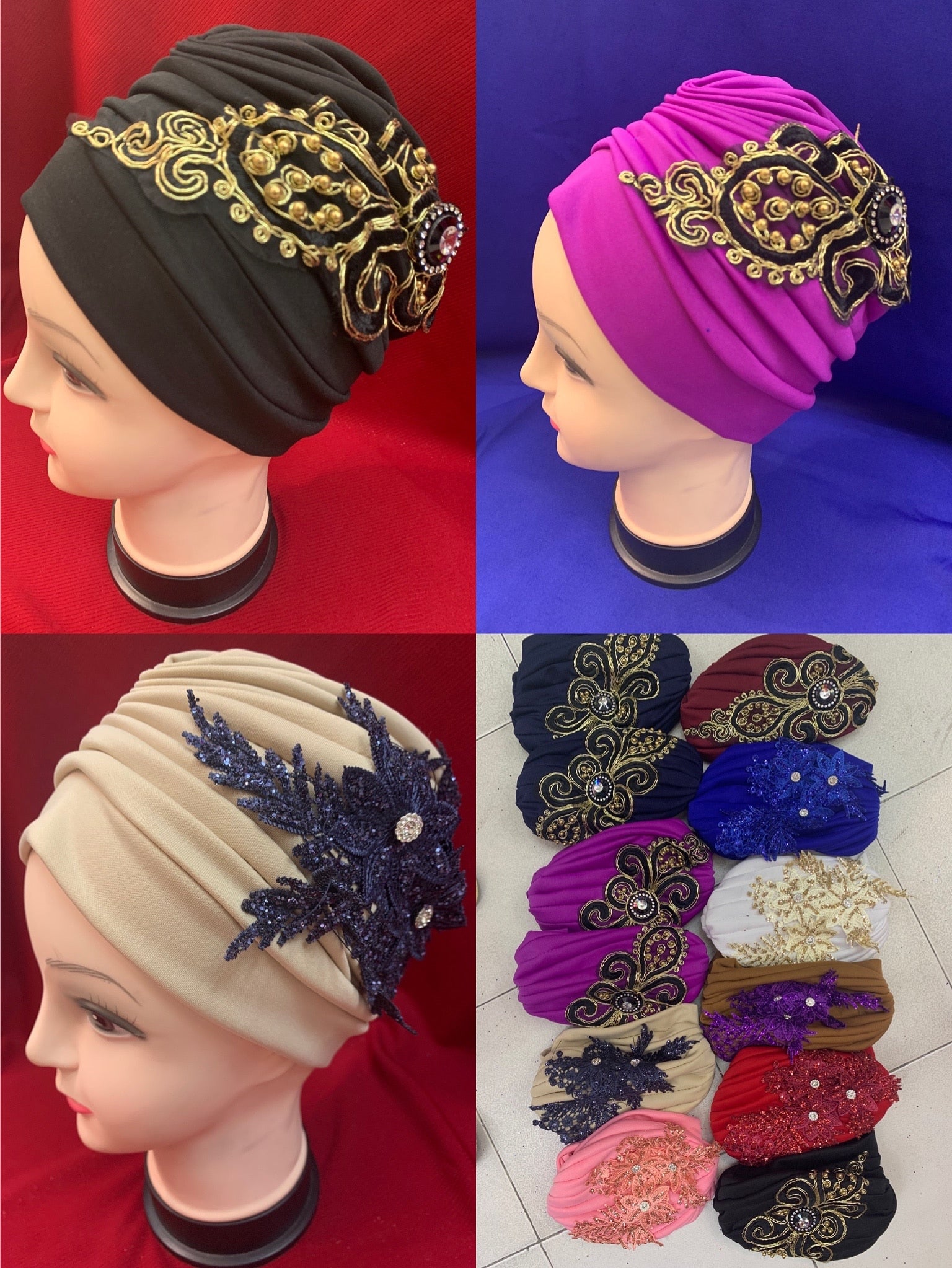 Shining Sequins Muslim Turban Cap Women Sequence Ready Female Head Wraps African Auto Gele Aso Oke Headwear Already Made Headtie