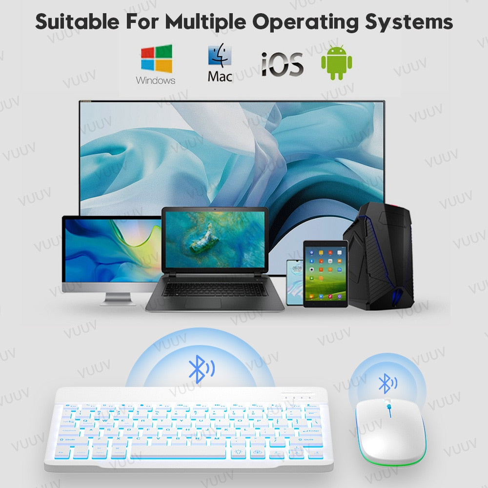 For iPad Tablet Keyboard With Backlit Teclado Wireless Bluetooth Keyboard and Mouse For Android Windows iOS Tablet Phone Laptop