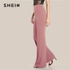 SHEIN Ginger High Rise Piped Pants Elegant Wide Leg Zipper Fly Plain Workwear Trousers Women Stretchy Highstreet Autumn Pants - Surprise store