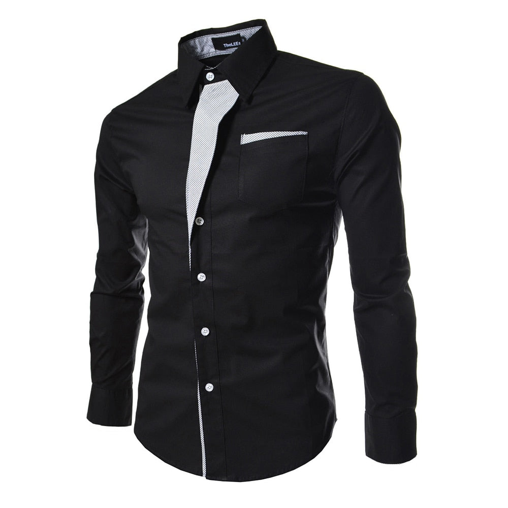 SWAGWHAT Mens shirts Camisa Masculina Long Sleeve Shirt Men Korean Slim Design Formal Casual Male Dress Shirt Size M-3XL