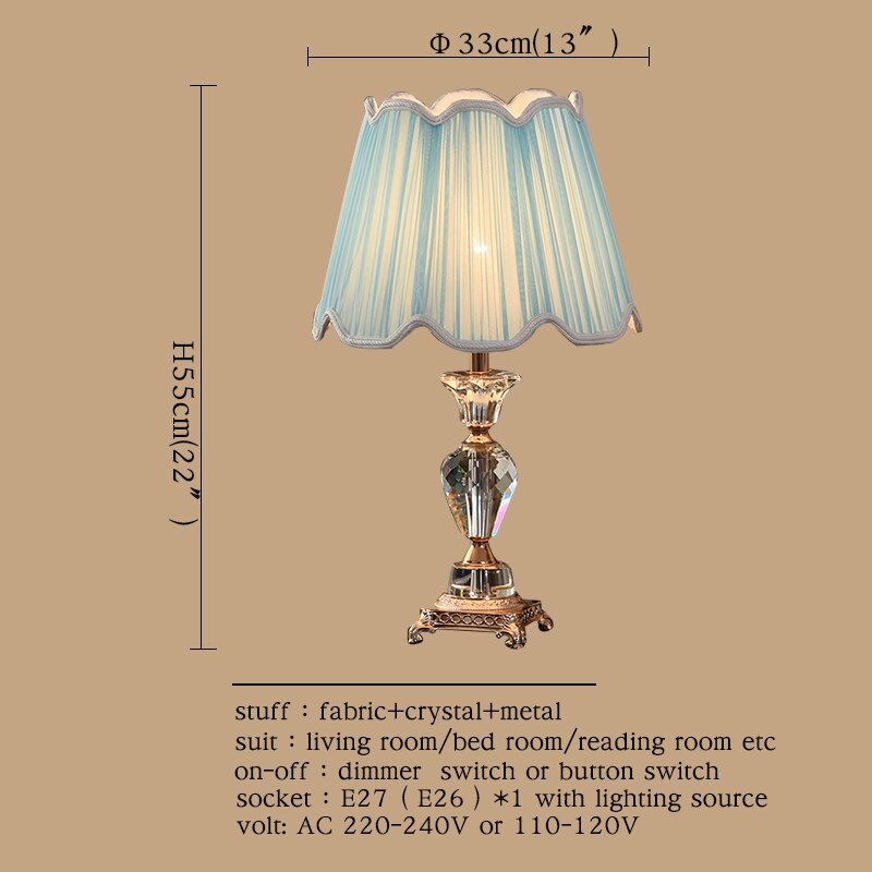 Crystal Table Lamps Desk Lights Luxury  Dimmer Modern Contemporary Fabric for Foyer Living Room Office Creative Bed Room Hotel