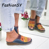 Wedge Heel Women Slippers Summer Women shoes Retro Stitching Low Beach Open Peep Toe Sandals 3 colors Shoes Slides woman shoes