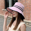 Women Sun Hat Bucket Cap Summer Beach Wide Brim With Chin Strap Foldable Travel Fashion Outdoor UV Protection Double Sided - Surprise store