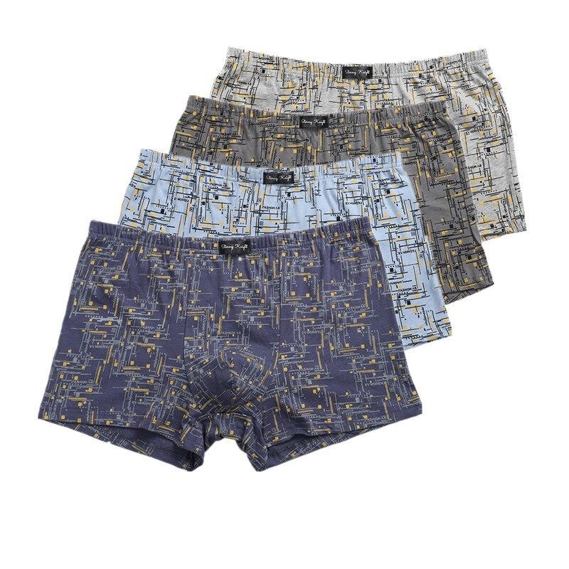 4pcs/Lot Men's Underwear Men's Cotton Boxer Pants Youth Print Loose Fatty 110KG Boxer Shorts Mailbag