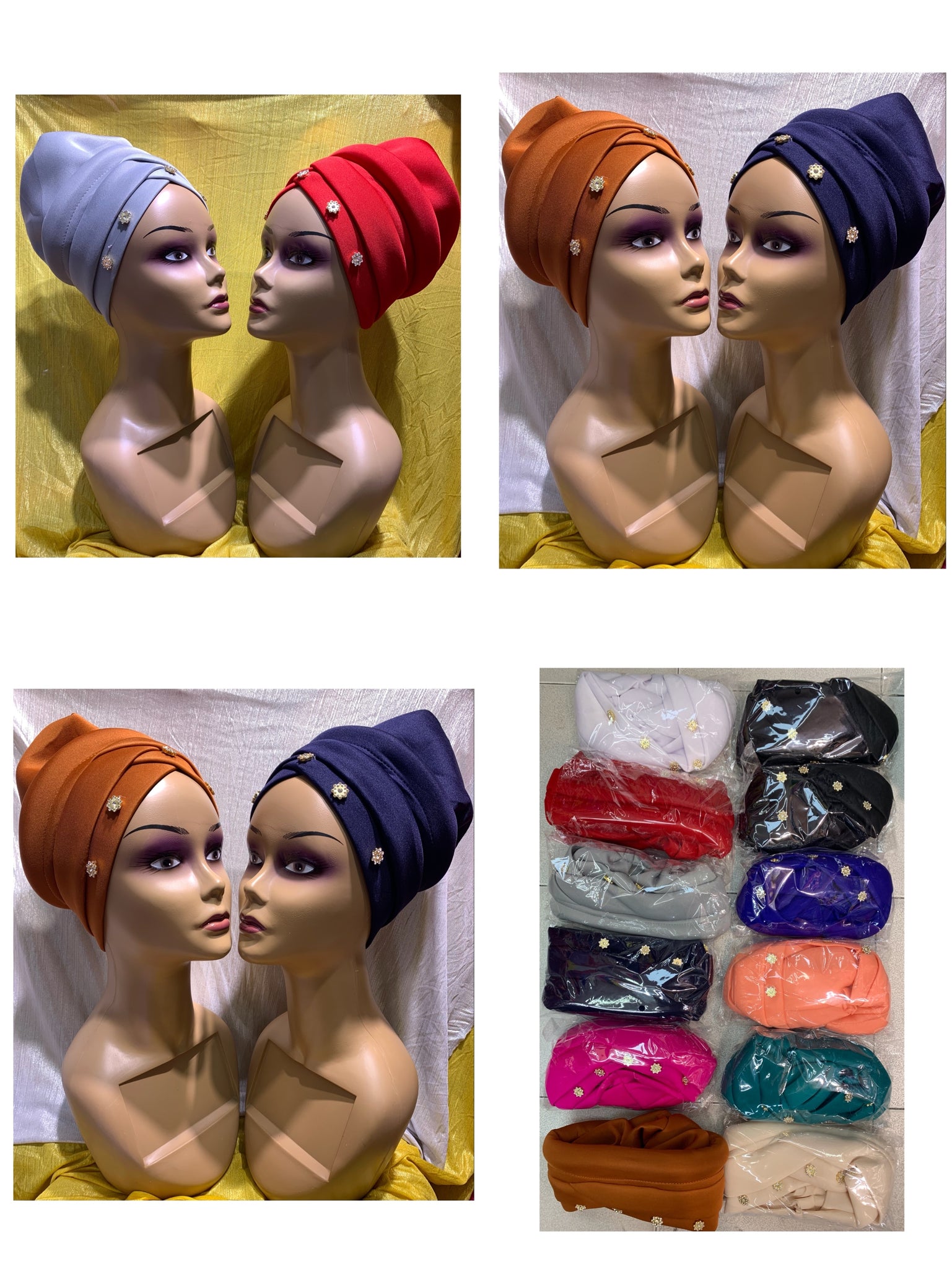 Shining Sequins Muslim Turban Cap Women Sequence Ready Female Head Wraps African Auto Gele Aso Oke Headwear Already Made Headtie