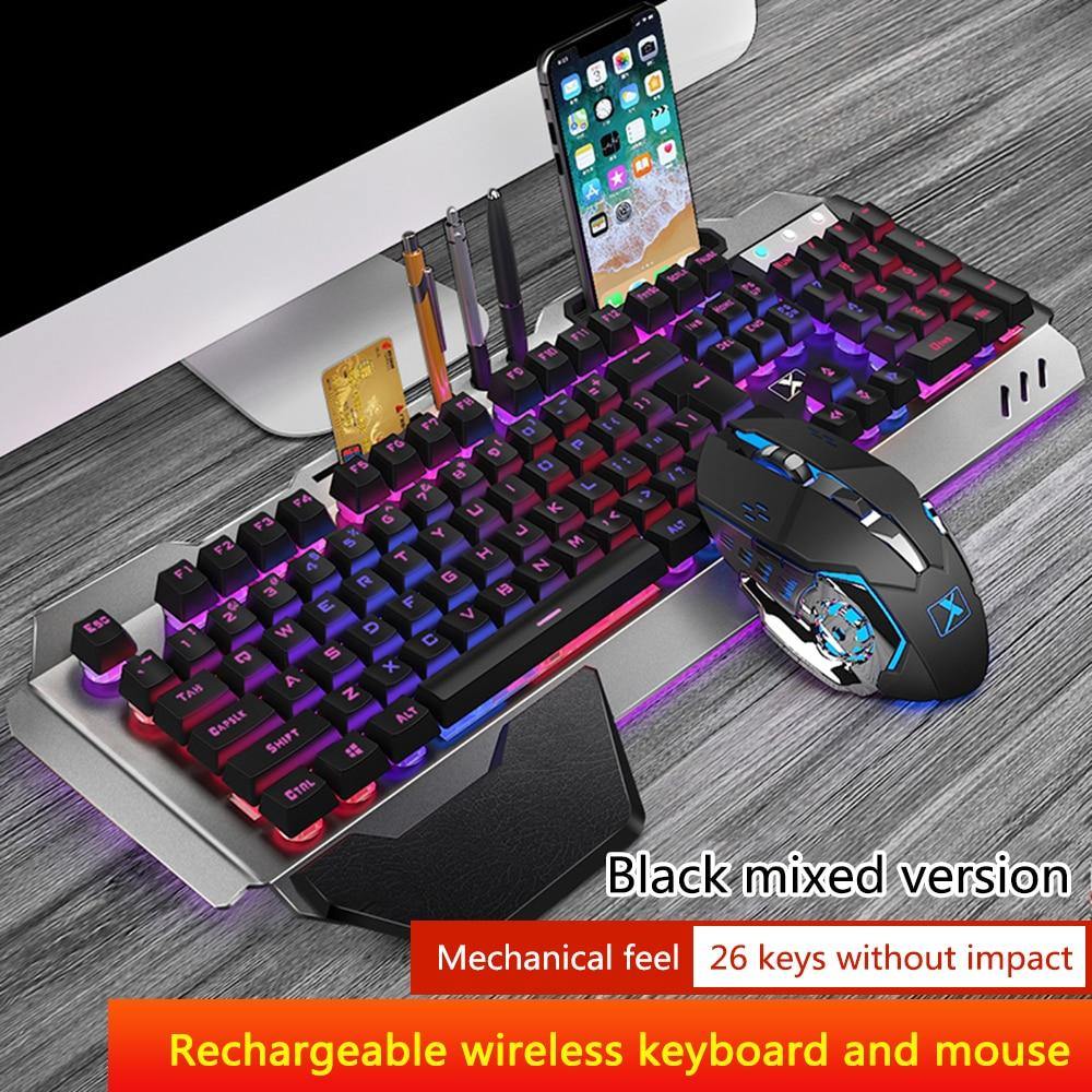 K680 Gaming Wireless Keyboard and Mouse kit Rechargeable Metal Panel RGB Backlit Waterproof Keyboard Mouse Set - Surprise store