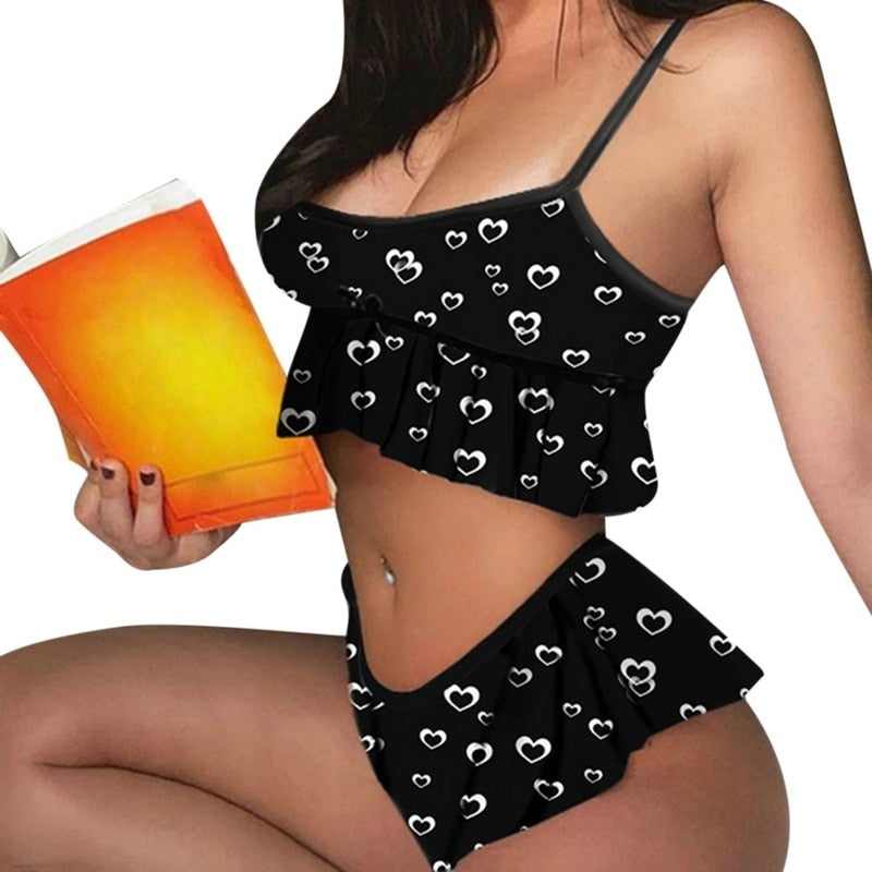 2021 Pajama Sets Sexy Lips Print Women Pajamas With Pants+Short Sleeve Sleepwear Pijama Nightie Home Clothes Pyjama Pour Femme